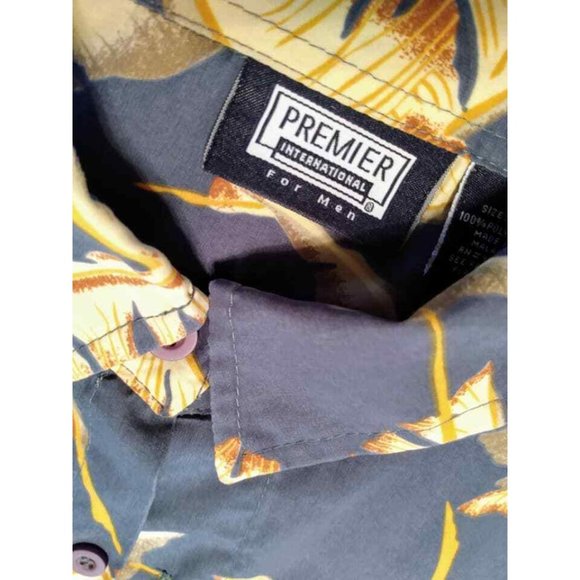 PREMIER INTERNATIONAL HAWAIIAN TROPICAL SHIRT W/ BANANA LEAF PATTERN Size XL - Picture 2 of 3